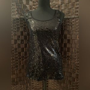 Women’s Old Navy Sequined Black Tank Top - Size Large -NWT